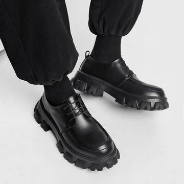 Xajzpa Men's Low-top Casual Leather Shoes Thick-soled Heightened Formal Leather Shoes Men's New Heightened All-match Men's Shoes